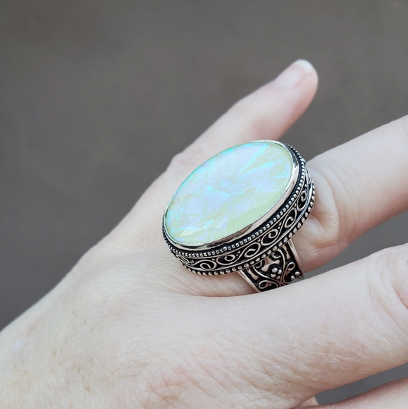 New Dichroic Glass 925 Silver Ring. - Picture 15 of 16